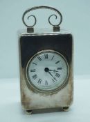 A small silver cased carriage clock, hallmarked case, London, 2001, maker RCB, with an 11 jewel