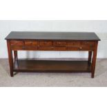 A modern Low dresser, hardwood with mahogany stain, 20th century, the plain rectangular top over