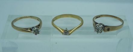 A solitaire diamond engagement ring, 9 carat gold setting, approx 1/4 ct brilliant cut stone, (