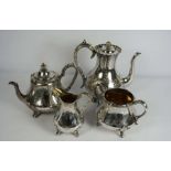 A Victorian three piece silver tea service, London 1851, including a teapot, milk jug and sugar