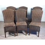 A set of six wicker Colonial style dining chairs, with chocolate brown finish (6),  (Sold in Aid
