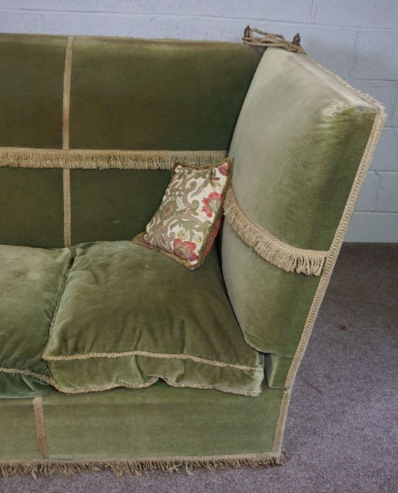 A large traditional Knole Sofa, early 20th century, with high back and sides, tasselled trim, - Image 2 of 7