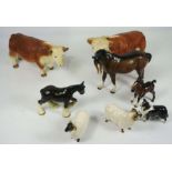 A group of Beswick figures, including a Blackface tup and ewe, (9cm high); a Mare and foal, (16.