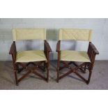 A pair of hardwood Director’s folding armchairs, modern, with padded upholstery (2)