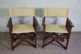 A pair of hardwood Director’s folding armchairs, modern, with padded upholstery (2)