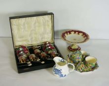A Royal Winton Harvest breakfast service for one, togther with a cased lustre ware coffee service,