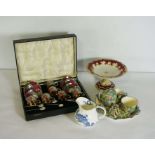 A Royal Winton Harvest breakfast service for one, togther with a cased lustre ware coffee service,