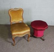 A Continental walnut and parcel gilt side chair, possibly Danish, 19th century, with upholstered