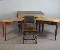 Four assorted side tables and a single ‘leather’ chair (4)