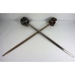 A pair of Regimental Scottish basket hilt swords, 18th century pattern, but probably early 20th