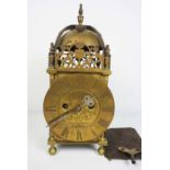 A brass lantern clock, circa 1880, in the 17th century style, of typical form, inscribed John