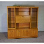 A modern ash veneered china cabinet, 176cm high, 169cm wide