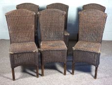 A set of six wicker Colonial style dining chairs, with chocolate brown finish (6),  (Sold in Aid