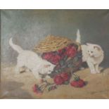 Gabrielle Rainer Istvanffy, circa 1900, Kittens playing with roses, oil on canvas, signed LR, 50 x