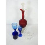 Lot of assorted ‘Bristol’ blue table glass, including wine goblets, tumblers and related items (23)