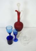 Lot of assorted ‘Bristol’ blue table glass, including wine goblets, tumblers and related items (23)