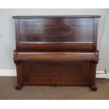 An Engel & Kruger mahogany cased upright piano, German early 20th century, in a plain panelled case,