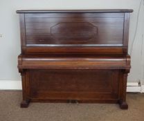 An Engel & Kruger mahogany cased upright piano, German early 20th century, in a plain panelled case,