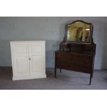 An Edwardian mahogany dressing chest, with hinged mirror over drawers; together with a white painted