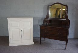 An Edwardian mahogany dressing chest, with hinged mirror over drawers; together with a white painted