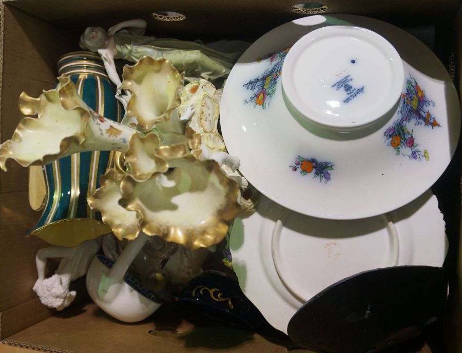 A quantity of decorative ceramics, including a fine Moore Bros table centrepiece with putti - Image 2 of 6