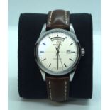 Brietling Transocean gentleman’s wristwatch, with day and date aperture, the back marked A45310,