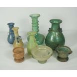 A large assortment of archaistic style glass, including Roman soda type glass vases, probably 20th