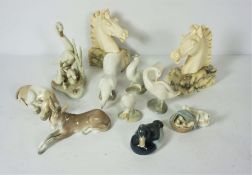 Assorted LLadro figures including geese, a calf and donkey, together with related items including