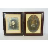 Vintage portrait photograph of a gentleman in military dress, framed; and another framed photo (2)