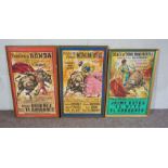 Ten assorted pictures, including three advertising posters of Bullfighting, also military prints and
