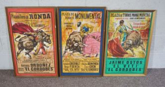 Ten assorted pictures, including three advertising posters of Bullfighting, also military prints and