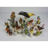 A group of assorted Goebel figures of birds, including a Golden Oriole, Thrush, Blue Tit, Kingfisher