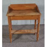 A stripped pine washstand, circa 1900, 76cm wide by 73cm high by 42cm deep