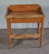 A stripped pine washstand, circa 1900, 76cm wide by 73cm high by 42cm deep