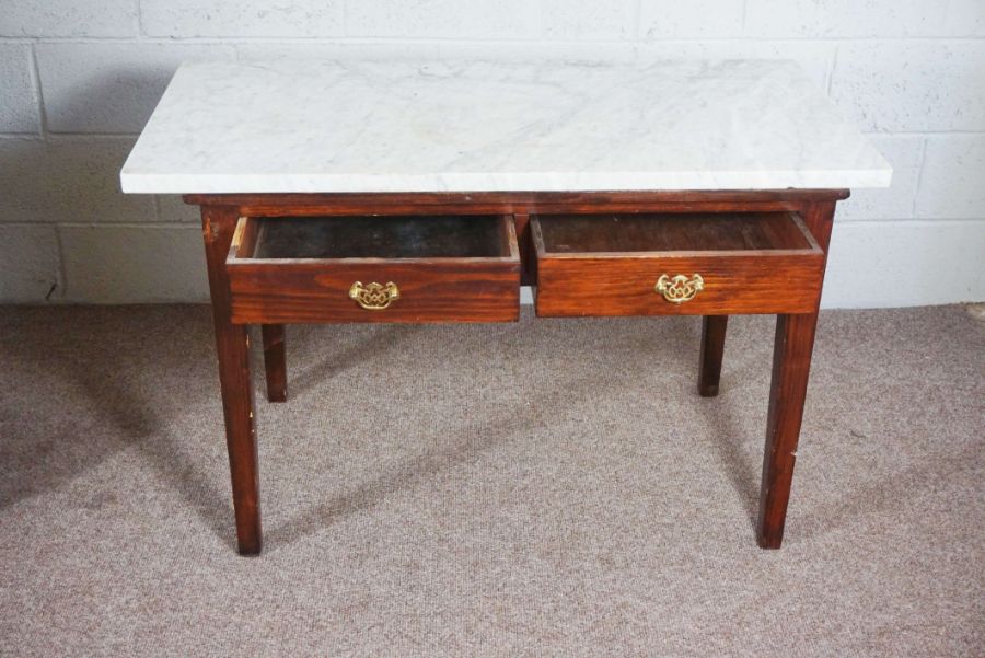 Marble topped table  with 2 drawers 76 cm high, 120 cm wide, 60 cm deep and a chest of drawers - Image 3 of 9