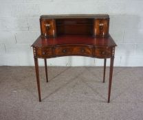 A mahogany veneered and painted Bonheur du Jour, 20th century reproduction, with galleried top