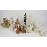 Lot of various figurines, including a rocking horse, grotesque figures, a runner duck etc (a lot)