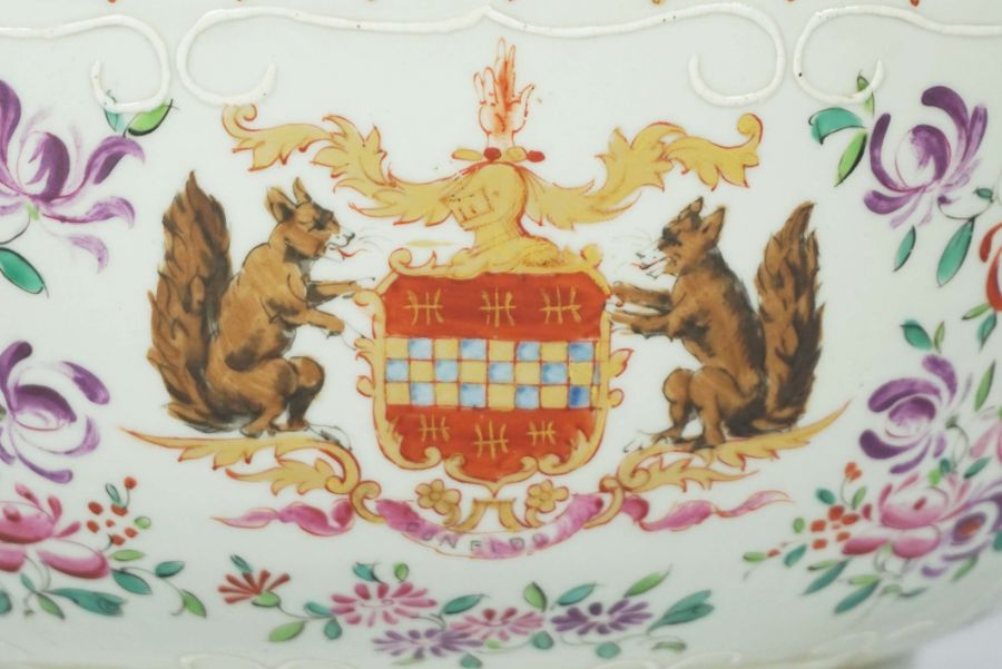 A good Qianlong export style famille rose armorial decorated punch bowl, Samson porcelain, Paris, - Image 3 of 4