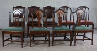 Nine assorted dining chairs, including a set of four George III style mahogany chairs, two