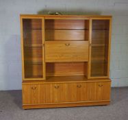 A modern ash veneered china cabinet, 176cm high, 169cm wide