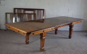 A mahogany extending dining / billiard table (slates removed)