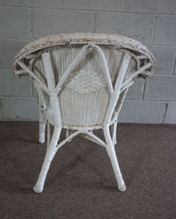 A set of five painted wicker Colonial style garden room armchairs (5) - Image 8 of 8