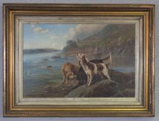 Wilton Motley, 19th/20th century British,  Otterhounds, oil on canvas, signed LL: Wilton Motley