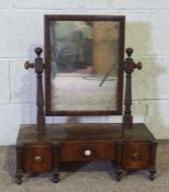 A mahogany dressing table mirror, 19th century, with box plateau base and three drawers, 70cm