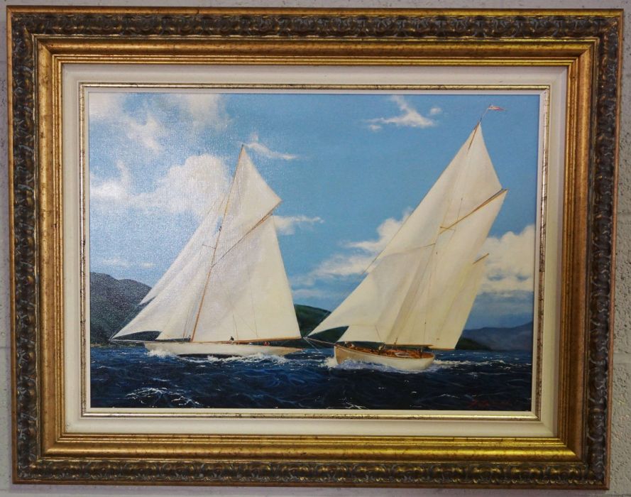 J Laurence, Scottish Contemporary, The Fife Regatta, two acrylic on canvas, both signed, 49cm x 68cm - Image 5 of 5