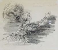 Keith Money, New Zealand (1935-), RUDOLF NUREYEV as Hamlet, circa 1964,  pencil and charcoal on