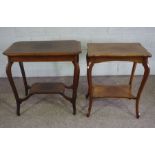 Two similar two tier occasional tables, early 20th century, one with a hexagonal top and platform,