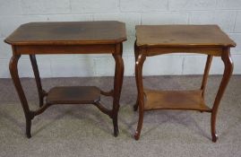 Two similar two tier occasional tables, early 20th century, one with a hexagonal top and platform,