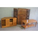 A modern television cabinet stand, with a two tier coffee table and a 1940's side cabinet (3)