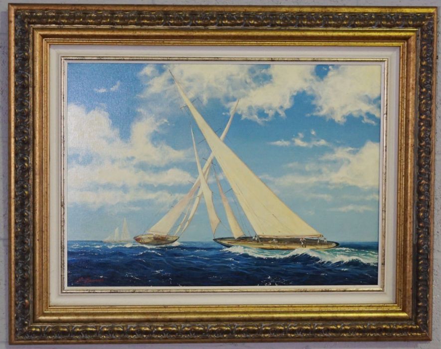 J Laurence, Scottish Contemporary, The Fife Regatta, two acrylic on canvas, both signed, 49cm x 68cm - Image 2 of 5